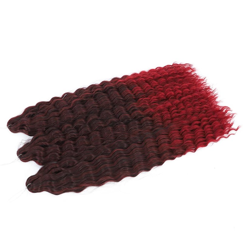 Felek Ocean Wave Crochet Hair 30inch 3 Packs Ombre Burgundy Color Long Water Wave Synthetic Deep Wavy Curly Crochet Braids Hair For Black Women （Mixed Black and Bug,T1B/BUG） - Image 3